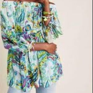 𝅺Anthropologie Maeve floral cleated Blouse